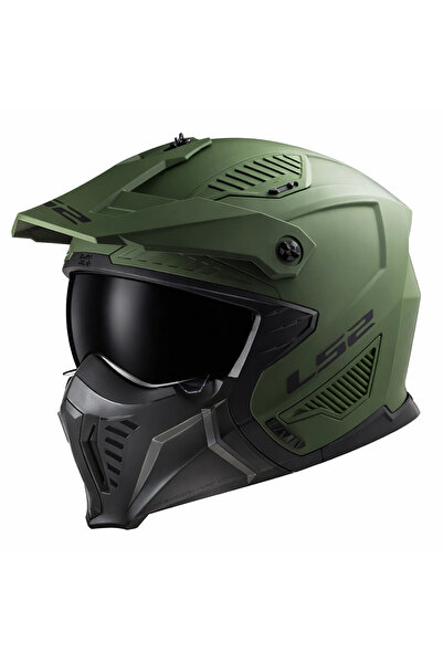 LS2 DRIFTER MAT YEŞİL KASK (SİYAH VİZÖR)