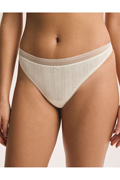 ESOTIQ BLOOVII Women's Cotton Thong Delicate Openwork Pattern Lace Details Cu...