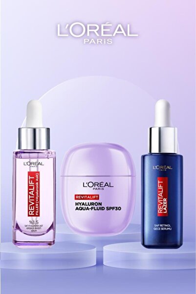 L'Oreal Paris 3'lü: Cam Cilt İçin Gündüz + Gece Rutinin: Hyaluronik Asit ve R...