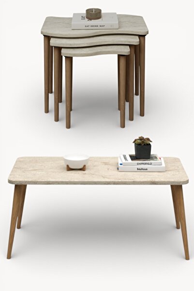 Monte Sehpa Soul Gofrato Orta Sehpa ve Zigon Sehpa Set