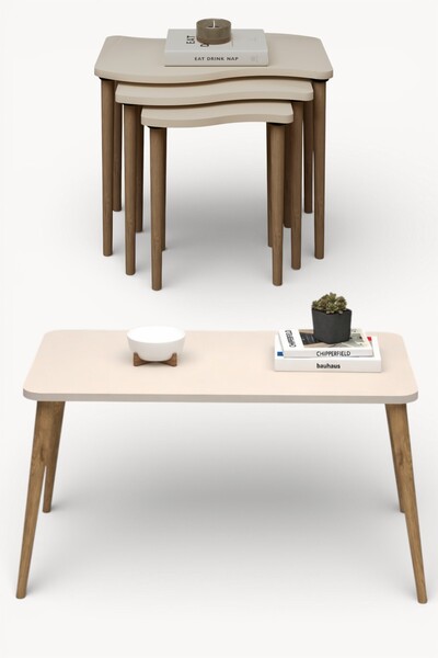 Monte Sehpa Soul Gofrato Orta Sehpa ve Zigon Sehpa Set