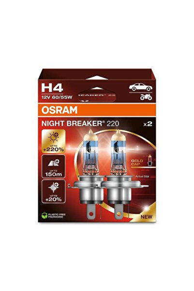 ams-OSRAM Set 2 Becuri 12V H4 60/55 W Night Breaker +220% Osram