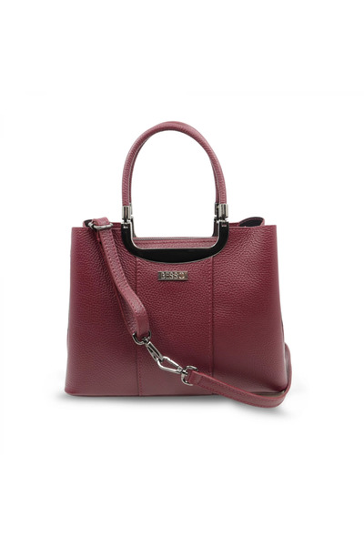 BESSO Equilibrio Dark Cherry genuine leather handbag