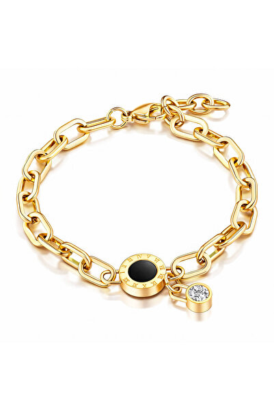 Ilinaa 18K gold-plated stainless steel bracelet, Intensity, with links, Roman...