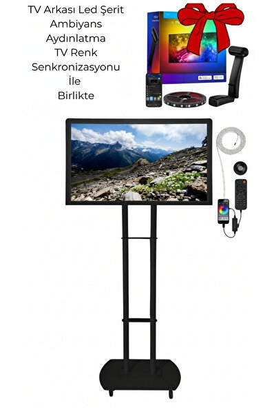 Kevega Tekerlekli Mobil Televizyon Standı + TV Renk Senkronizasyon Cihazı (Am...