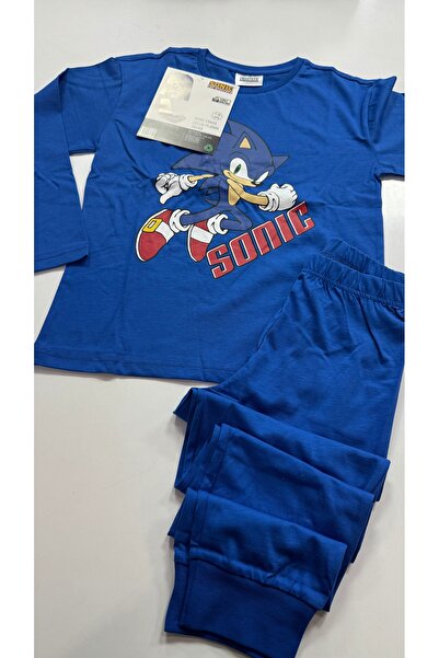 Sonic Lacivert Erkek Çocuk Uzun Kollu Pamuklu Pijama Takım