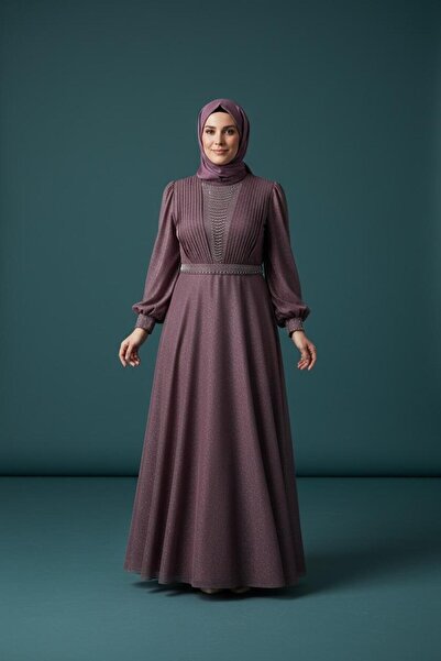 Bahat büyük beden kendinden simli abiye