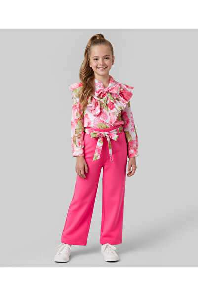 Ollington St. Knit Full Sleeves Floral Printed Top and Knit Pants - White/Pink