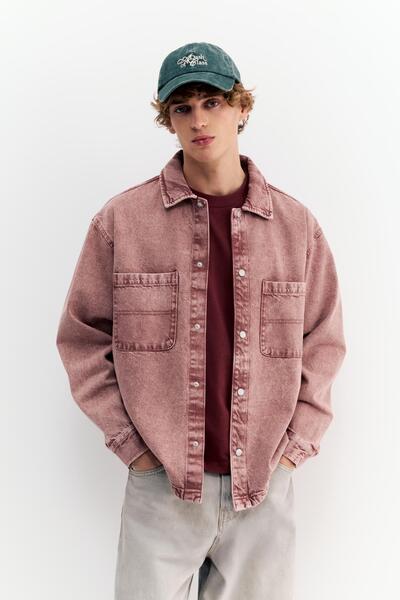 Pull & Bear Washed-finish denim shirt