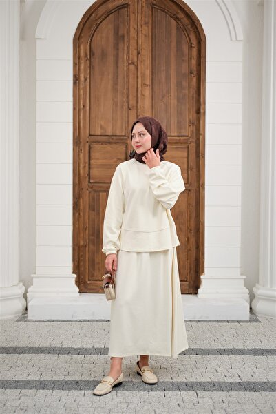 LOCCO Women's Skirt Suit Ecru