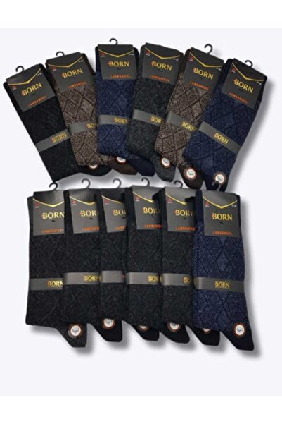 Çorapdiyari & Born Winter Lambswool 4 Pairs Genuine Sheep Wool Socks