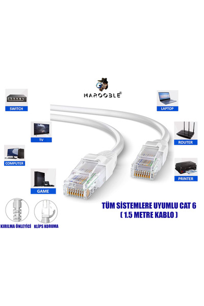 Marooble CAT6 Ethernet Kablo Network Kablosu 1000 Mbps ( 1.5 Metre )