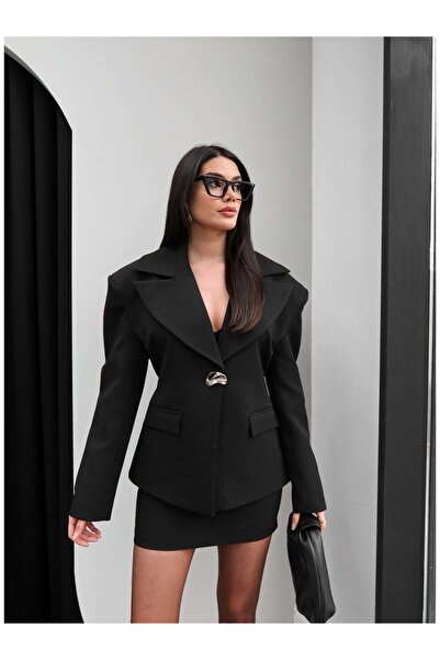 ESRAHELVACI Gold Buttoned Jacket Skirt Set