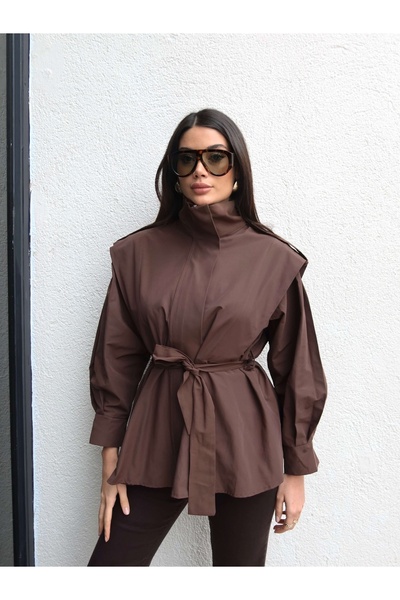 ESRAHELVACI High Collar Belted Trench