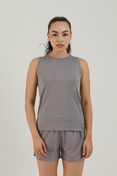 Airlife Sportswear Zero Collar and Sleeveless Women's Athlete T-Shirt Gray