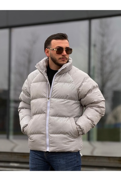 KINGAF Men's Standing Collar Reglan Sleeve Coat