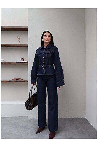 ESRAHELVACI Denim Jacket Pants Set with Belt