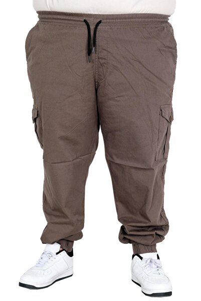 ModeXL Mode XL Men's Large Size Linen Cargo Jogger Pants Barcelona 25911 Haki