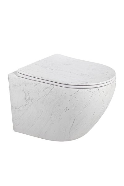 LENA - Asma Klozet Mermer Desenli Mat Beyaz Kapak Dahil OUTLET - ET-W1200M8-