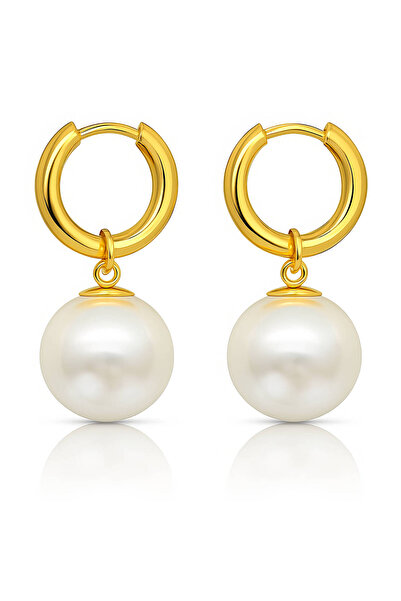Ilinaa 18K gold-plated stainless steel earrings, Intensity, with pearl