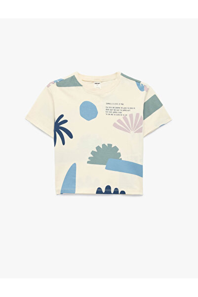 Koton Памучна тениска с къс ръкав и кръгла яка