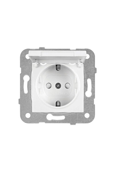 VİKO KARRE / MERIDIAN BEYAZ KAPAKLI TOPRAKLI PRİZ ÇOCUK KORUMALI