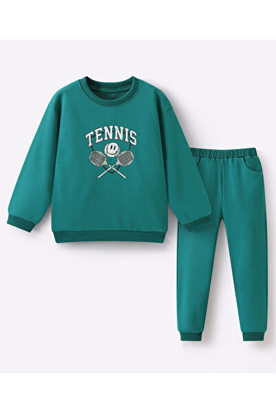 SAPS Full Sleeves Tennis Printed Top with Pants Set - Green