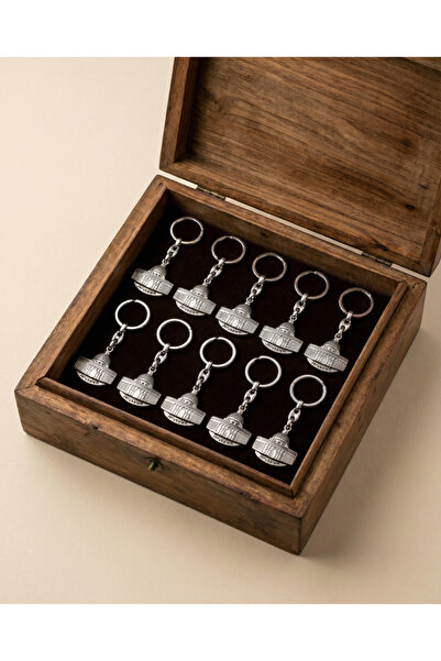 Zaytoon Pachet de 10 brelocuri metalice cu design de culoare argintie, simbol...