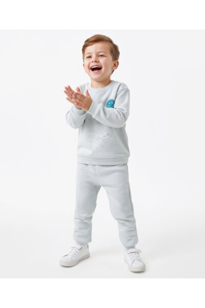 SAPS Top & Pant with Smiley Face Print - Grey