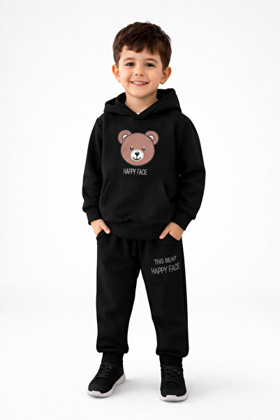 tinitins مجموعة شيماليا كيدز بير بطبعة دب مع قلنسوة و3 خيوط للأولاد