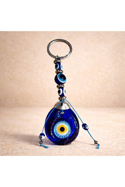 esdekor Glass Evil Eye Beaded String Car Keychain & Bag Ornament with Metal D...