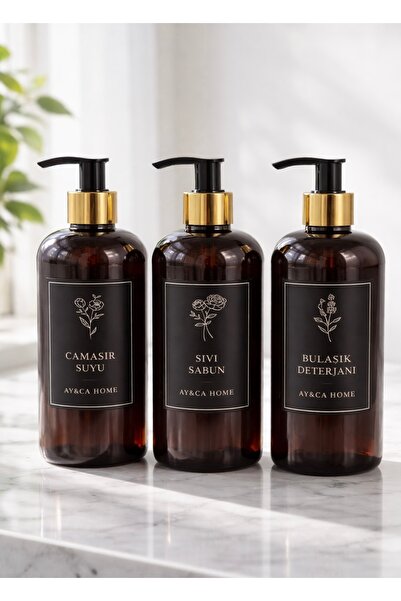 AY&ÇA HOME 3'lü Premium Gold Başlıklı Bulaşık Deterjanı, Sıvı Sabun, Çamaşır ...