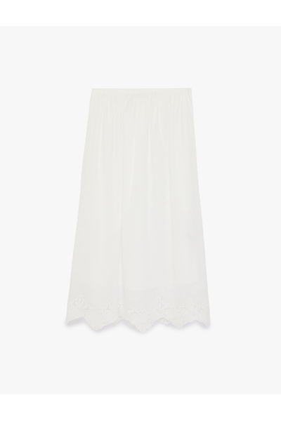 Koton Normal Bel A Kesim Pamuklu Rahat Kalıp Uzun Fisto Etek