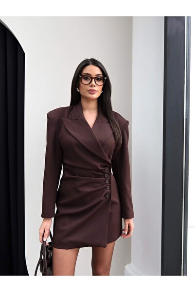 ESRAHELVACI Padded Pleated Detail Jacket Dress