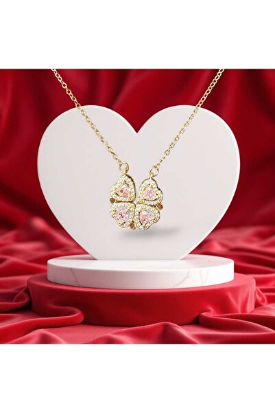 Minvallife Magnetic Openable Clover and Heart Steel Necklace Valentine's Day ...