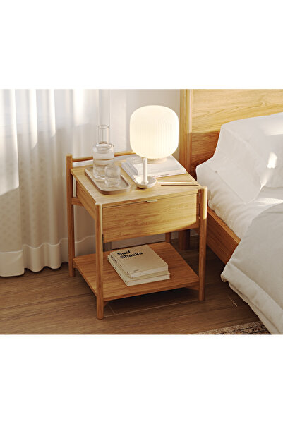 Normod Norac Masif Komodin - Özel Torna İşçiliği ile İskandinav Stil