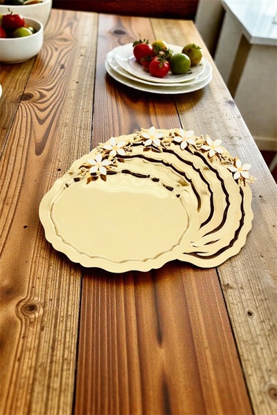 AHİR TİCARET Luxury 6 Pieces Daisy Accessories Oval Silver 20X25 Stainless St...