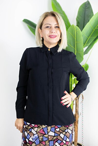 SİSTA MODA 6052 Hidden Placket, Waist Fitted, Satin Shirt