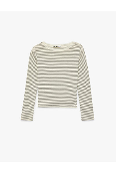 Koton Μακρυμάνικο μπλουζάκι με λεπτομέρεια από δαντέλα και μείγμα βισκόζης με...