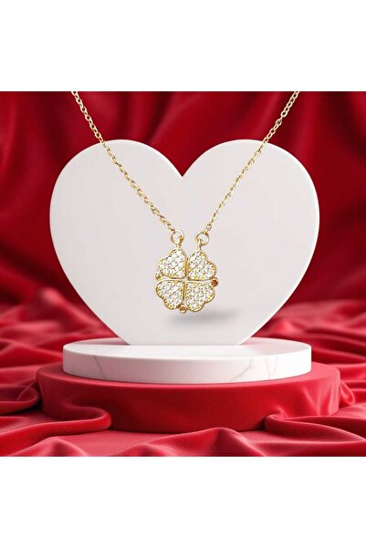 Minvallife Magnetic Openable Clover and Heart Steel Necklace Valentine's Day ...