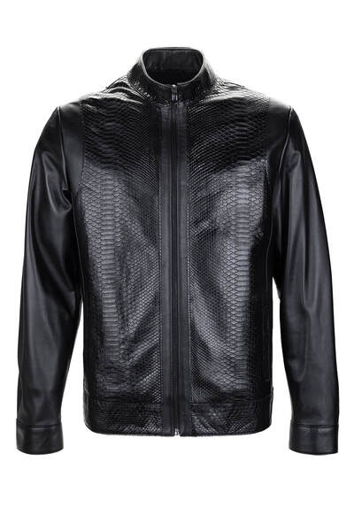 Tamer Tanca Men's Genuine Leather Black Leather Coat