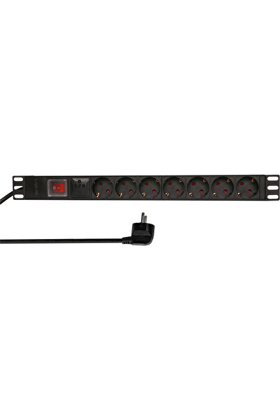 LogiLink PDU 1U for 19 inch rack, 7 Schuko sockets