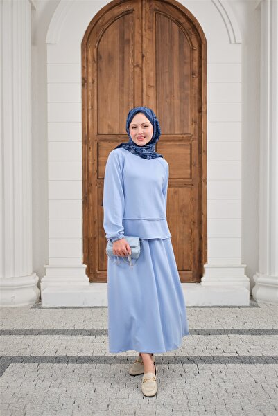 LOCCO Women's Skirt Suit Ice Blue