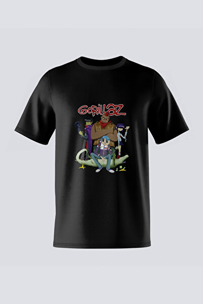 Tişört Mania Unisex Regular Fit Printed T-Shirt 100% Cotton - Gorillaz - Rck3...