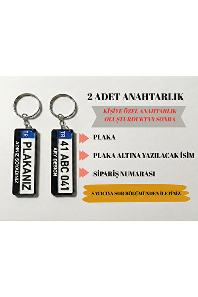 ARY Design Kişiye Özel 3D Plaka Anahtarlık Seti (2 Adet) - İsim ve Plaka Yazılı Araba Anahtarlığı