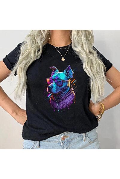 Kartier Дамска черна тениска с ретро мотив на Питбул