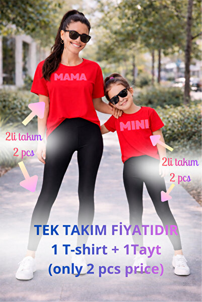 genosha Mother Daughter Mama Min Toparlayıcı Tayt T-Shirt Combination Single ...