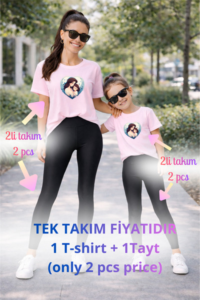 genosha Mother Daughter Mama Min Toparlayıcı Tayt T-Shirt Combination Single ...
