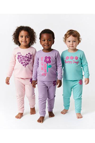 Bonfino 100% Cotton Knit Full Sleeves Night Suit Floral Print (Pack Of 3) - P...