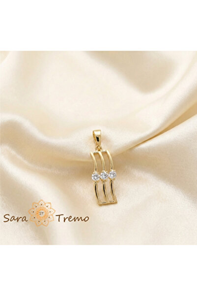 SaraTremo Three Stars Pendant – 14K Plated Pendant with Zirconia, 2 cm